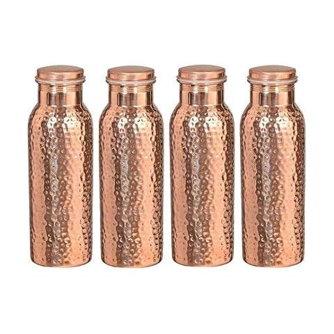 Reine Kupfer-Wasserflasche für ayurvedische Gesundheitsvorteile SET 4 STÜCK 900 ML Cover