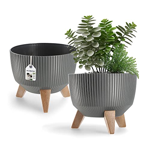 KADAX Blumentopf aus Kunststoff mit DREI Einsteckstützen, runde Blumenschale, Pflanzkübel, Blumenkübel, Pflanzschale für Balkon… – Ansicht 1