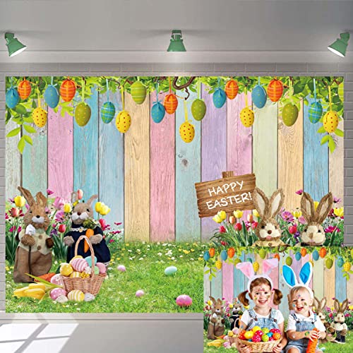 Oster-Hintergrunddekoration – 2,1x1,5 M, Vinyl, Mit Eiern, Kaninchen & Blumen, Für Foto-Shootings & Partys