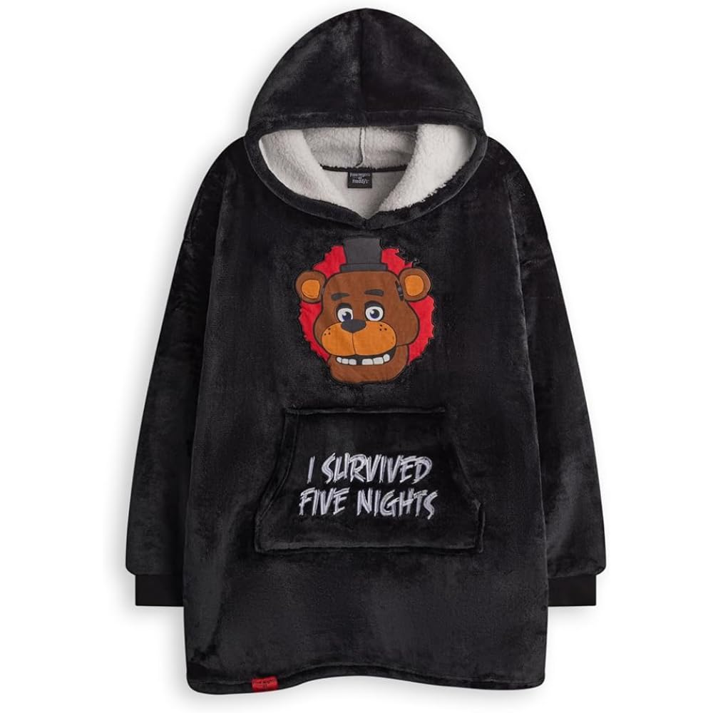 Vanilla Underground Boys Black Five Nights At Freddy's Character Blanket Hoodie (One Size)