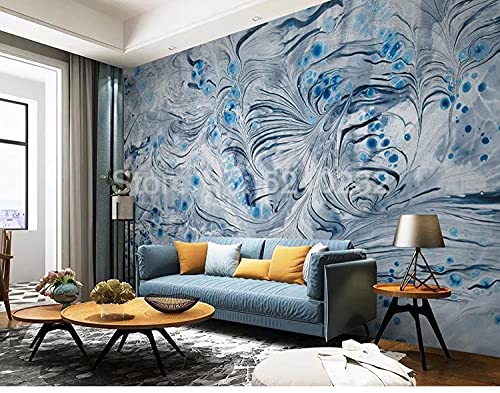 Papier peint 3D bleu marbre abstrait imperméable 200x140 cm pour salon