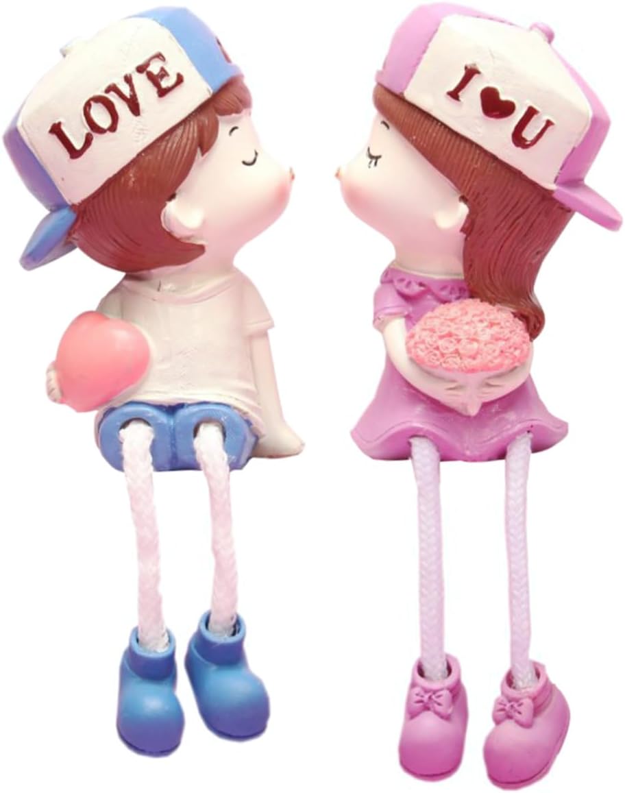 PRETYZOOM 1pair Unique Kissing Couples Statue Resin Couples Dolls Landscape Decor Wedding Party Ornaments
