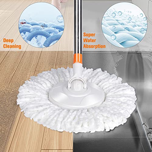 Midyb Spin Mop And Bucket With Wringer Set, Microfiber Mop And Buckets System On Wheels With 6 Reusable Pads, Spinning Wet Dry Mops For Floor Cleaning - Send 1 Floor Scrubbing Brush Head #TOP3