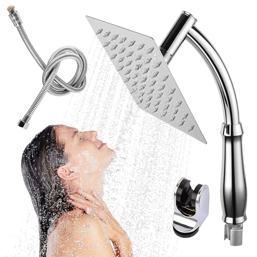 Soffione doccia a pioggia in acciaio inox, soffione doccia a pioggia da 8 pollici con ugelli anticalcare | Soffione doccia a pioggia | G1/2 universale per acqua morbida e pelle sana