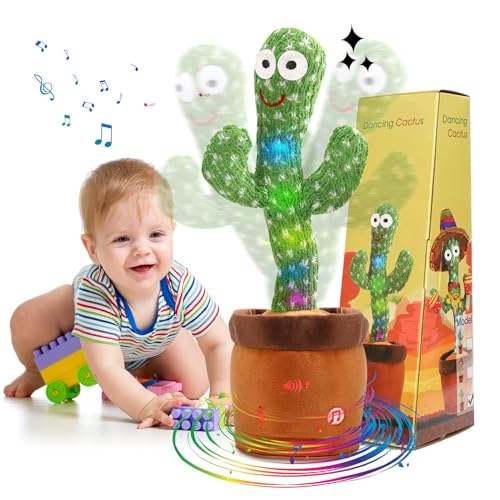 Image of MIAODAM Volume Adjustable Dancing Cactus, Colorful Glowing Talking Cactus Toy, Repeating What You Say Cactus Toys Singing 120 Songs Cactus Plush Eletronic Baby Toys Funny Creative Kids Toy