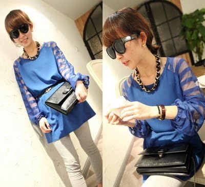 Amazon Co Jp ほど良い透け間 夏 シフォン 切り替え ワンピース 黒 青 ボーダー おしゃれ 海外セレブ おしゃれ 可愛い コーディネート シンプル カジュアル 着こなし 着やせ コーデ ワンピ 春 夏 セレカジ 通販 人気 服 レディース チュニック ブルー 服