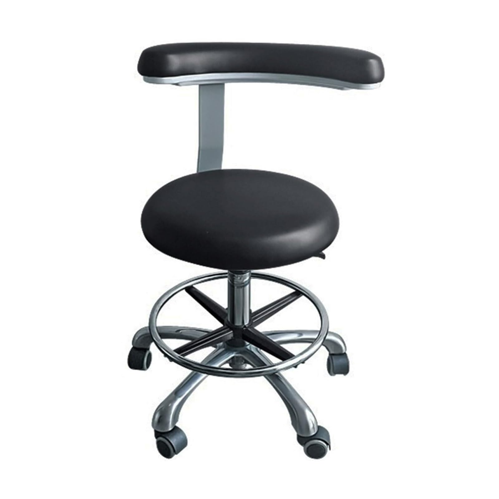 Sgabello dentale girevole a 360°, regolabile in altezza, in poliuretano, con braccioli, sedile per assistente medico, per dentisti, ufficio, salone