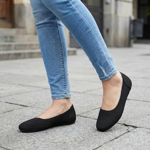 Image of Reimferce Women Comfortable Casual Flats: Lightweight & Anti-Slip for Outdoor Walking - Soft Insole & Breathable Knit for Confidence - Women 25-45