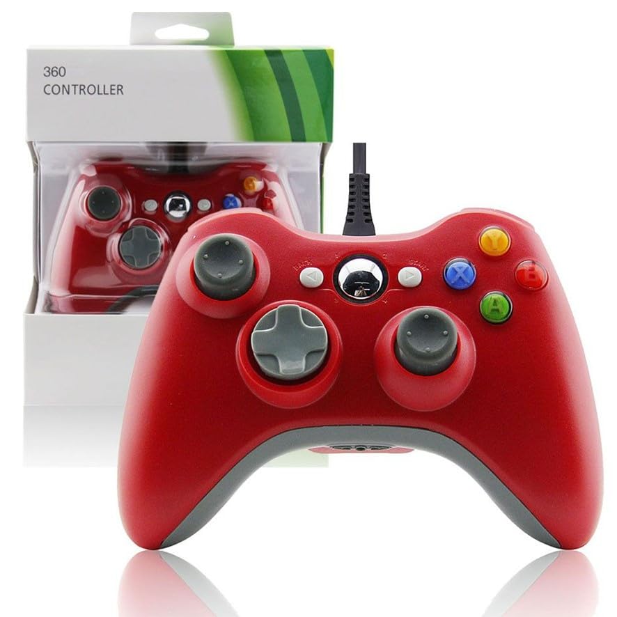 MANDO CON CABLE PARA MICROSOFT XBOX 360 WIRED GAME CONTROLLER COLOR ROJO ROJA