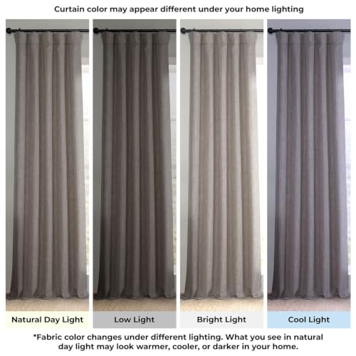 Image of HPD Half Price Drapes - Faux Linen Curtains for Living Room (1 Panel) - 100W X 120L - Extra Wide Textured Room Darkening Curtains for Bedroom 120 Inches Long - Drapes for Home Decor, Mink