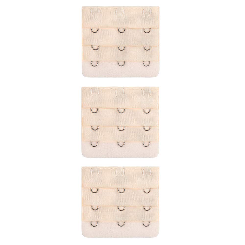 Lansonee Women's Beige 3 Pcs Comfortable Bra Strap Extenders Extensions Elastic Extender Set 3 Hooks (Beige)
