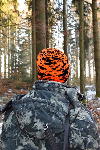 K & S Wendemütze Jagd Orange Signalcamo/Olivgrün Sichtbarkeit Drückjagd Treibjagd Beanie Mütze