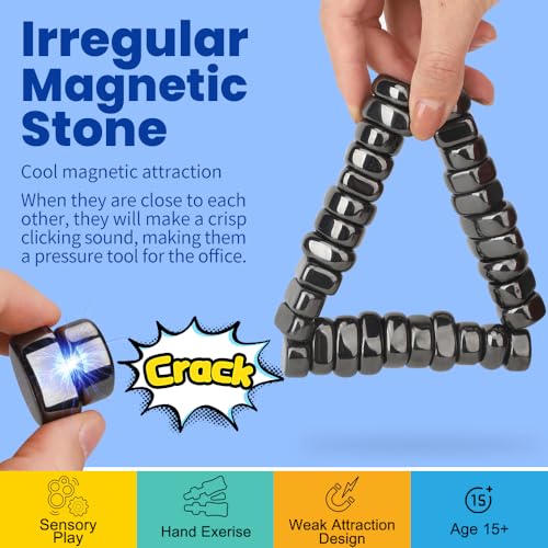 Image of Cool Fidget Toy Fridge Magnets Rocks,Science Kit Magnet DIY Alphabet Number, Magnetic Hematite Stones Gift, Magnet Ferrite Putty Desk Toy for Adults(24PCS)