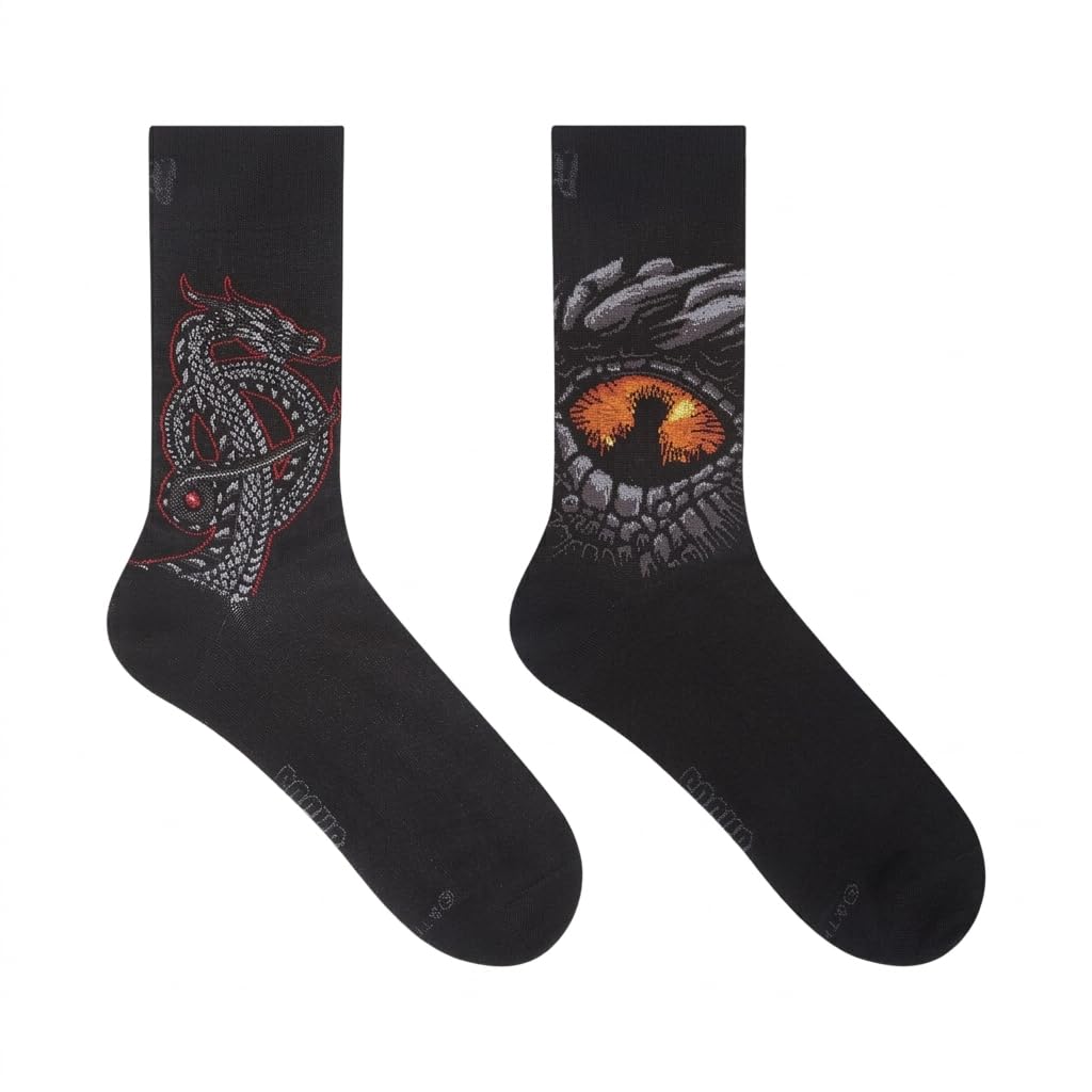 House of the Dragon Men’s Crew Socks | Targaryen Inspired Designs | Combed Cotton | Soft, Stretchy & Durable | Officially Licensed | Pack of 2-image-15