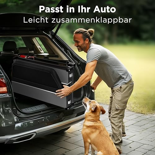 Trevopet® Hundeanhänger für Fahrrad XL – Faltbarer Hundefahrradanhänger mit Rampe, Federung & Kupplung – Fahrradanhänger Hunde bis 45 kg – Wasserdicht – Kompatibel mit E-Bikes – Grau