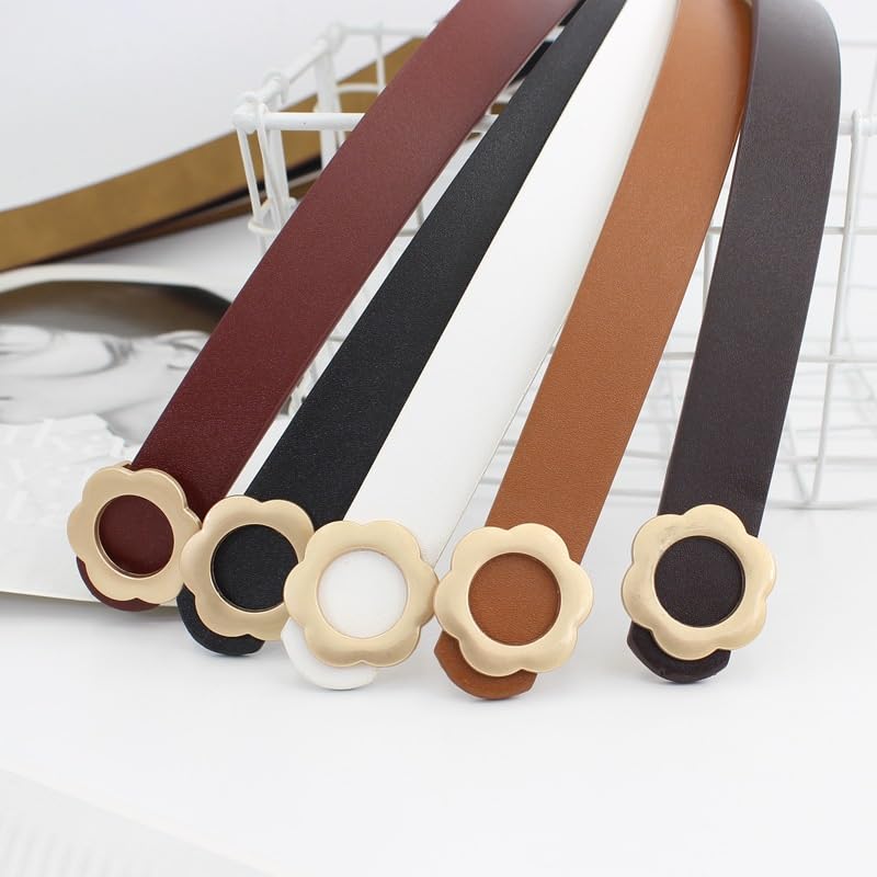 Women's Jeans Belt Student Decorative Flower-shaped Smooth Buckle Belt4