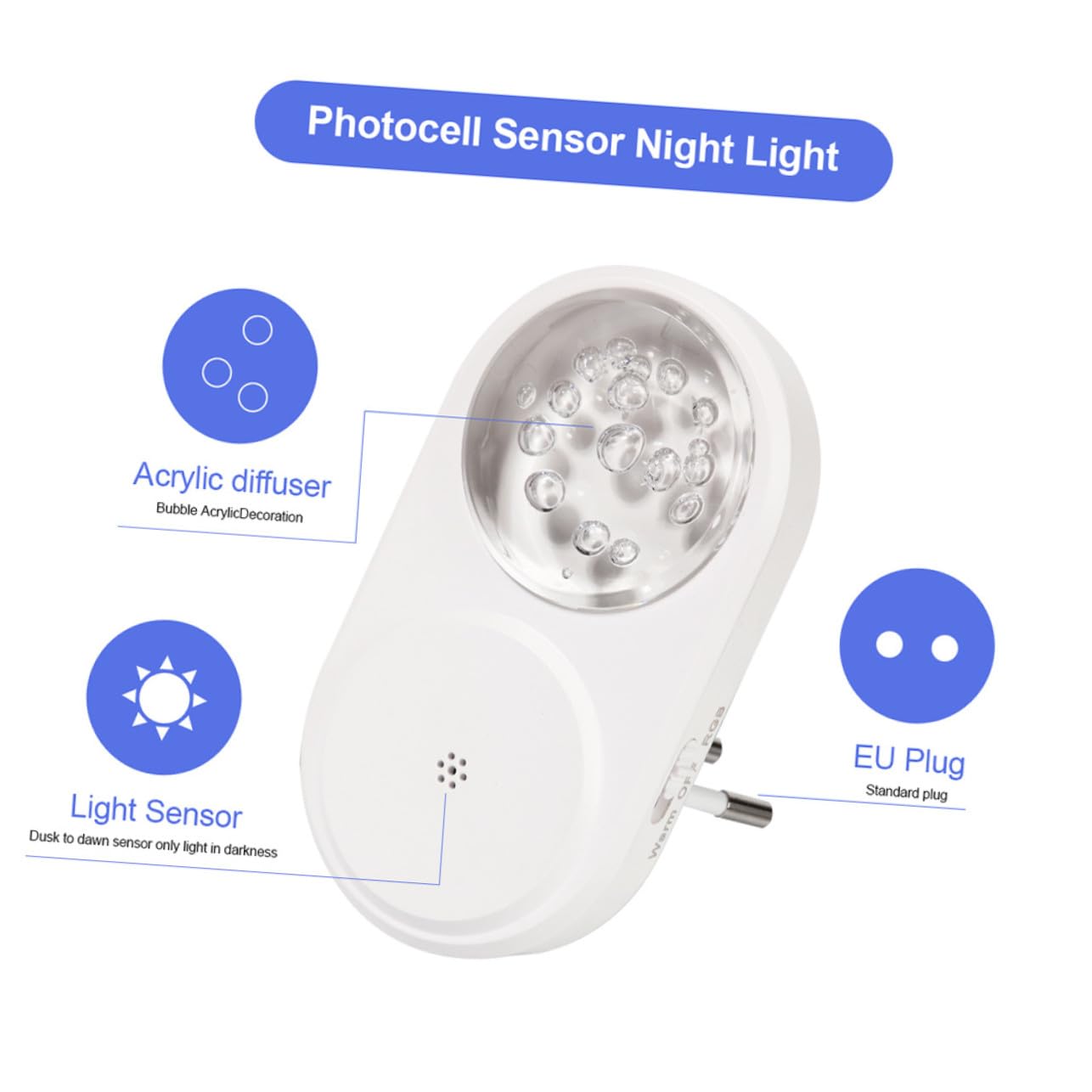 Luz Nocturna Enchufable LED Rgb Sensor Crepuscular, 2 Piezas