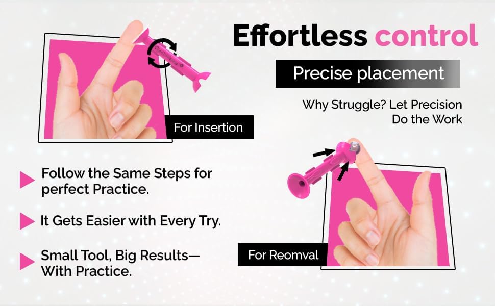 Miniatura 6 de Herramienta de extracción e inserción de lentes de contacto suave y portátil rosa, dispositivo de inserción y extracción de lentes de ojos de goma