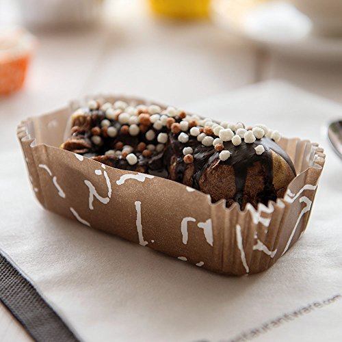 Panificio Premium 4-Inch Baking Cups, 4.5 Oz: Large-Ridged Elliptical Paper Baking Cups Perfect For Muffins, Cupcakes Or Mini Snacks - Brown Chocolate Wisp Print Design - Recyclable - 200-Ct #TOP2