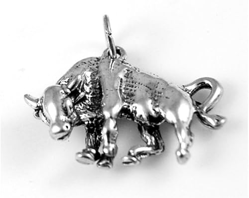 Colgante de plata esterlina con signo de Tauro del zodiaco del zodiaco 3D Item #3553, Plata esterlina