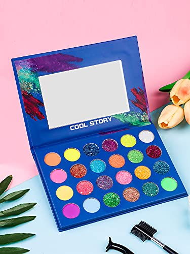 EBANKU Neon Lidschatten Palette Glitzer, 24 Farben UV Grow Blacklight Makeup Eyeshadow Palettes Matte Glitter, für Augen… – Bild 6