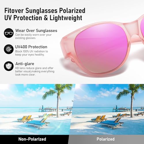 Image of HAOLOTA Fit Over Glasses Sunglasses for Women Polarized | Over Glasses Sun Glasses, UV400 Polarized Lens, Trendy Cat Eye Sunglasses, Lightweight and Flexible, Driving, Daily Use