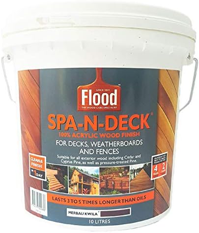 Flood Spa-N-Deck 10 litres Merbau/Kwila Colour 100% Acrylic Wood Finish ...