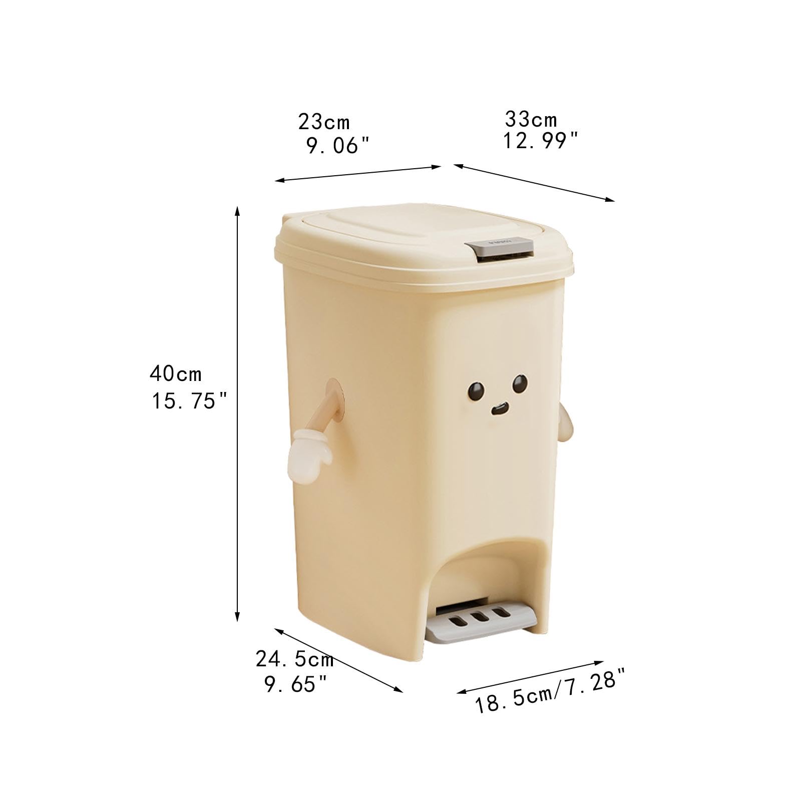 Fenteer Papelera con Pedal para pisar Papelera Papelera Rectangular Papelera con Pedal Papelera para Sala de Estar Estudio Hogar, 20l