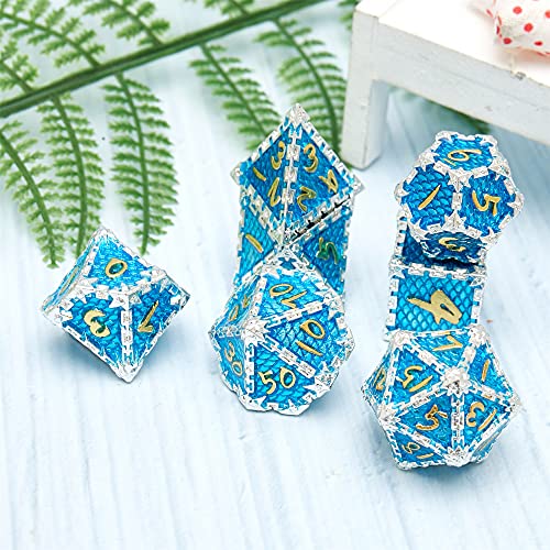 Ouyide Metal Dice, Dnd Dice Set, Dragon Skin Scale Iron Chain, Suitable For Role-Playing Dungeons And Dragons Dice Set Game #TOP4