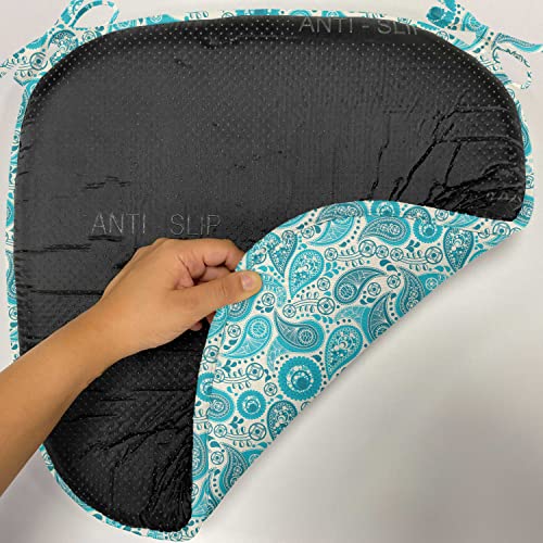Ambesonne Turquoise Chair Seating Cushion Set Of 12, Paisley Pattern Antique Floral Pattern Ornaments Classical Middle Eastern, Soft Seat Pads For Office With Anti-Slip Backing, 16"X16", Aqua Teal #TOP4