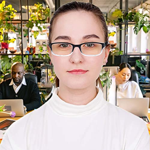 Kerecsen 4 Pack Reading Glasses for Men and Women with Spring Hinges, Lightweight Black Rectangular Readers Eyeglasses (4 Pack Black/Clear, 1.75, x)