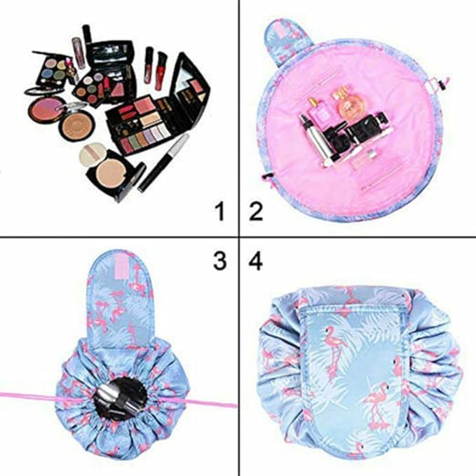 Drawstring Make up Bag Portable Large Travel Cosmetic Bag Pouch Travel Makeup Pouch Storage Organiser for Women Girl - Image 3