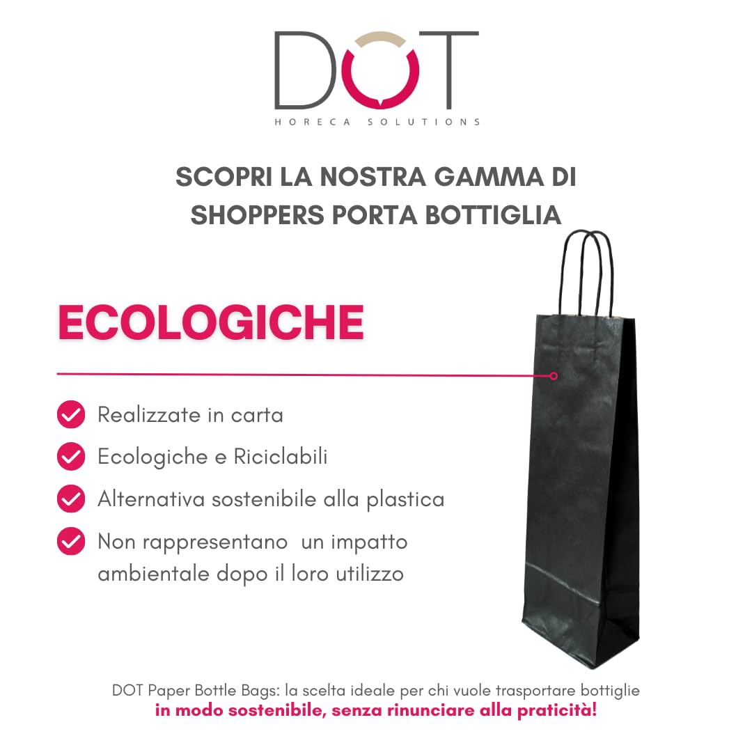 DOT Horeca Solutions Sacchetti Portabottiglia Neri 14x8x40 cm, 50 Pezzi