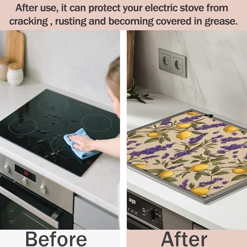Image of Lavender Lemon Stove Top Covers Pad 28 x 20 inches Dish Drying Mat Coffee Bar Mats Kitchen Decor Absorbent Pad Fit Coffee Maker Machine Dish Drying