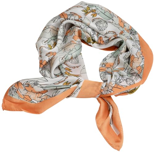 AERZETIX - C74234 - Bufanda pañuelo en forma cuadrada 70x70cm con motivos plumas- en poliéster 100% - color naranja - ocio creativo moda decoración atuendo ropa creatividad