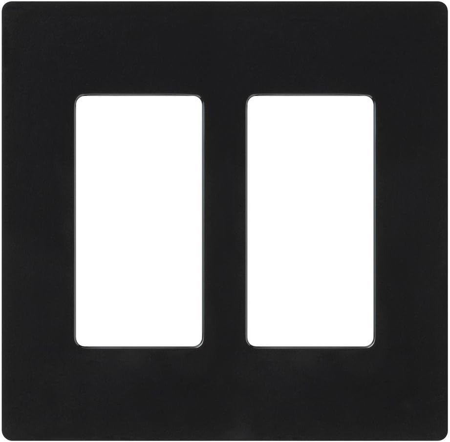 Lutron Claro 2 Gang Decorator/Rocker Wallplate, Gloss, Black (48-Pack) | CW-2-BL