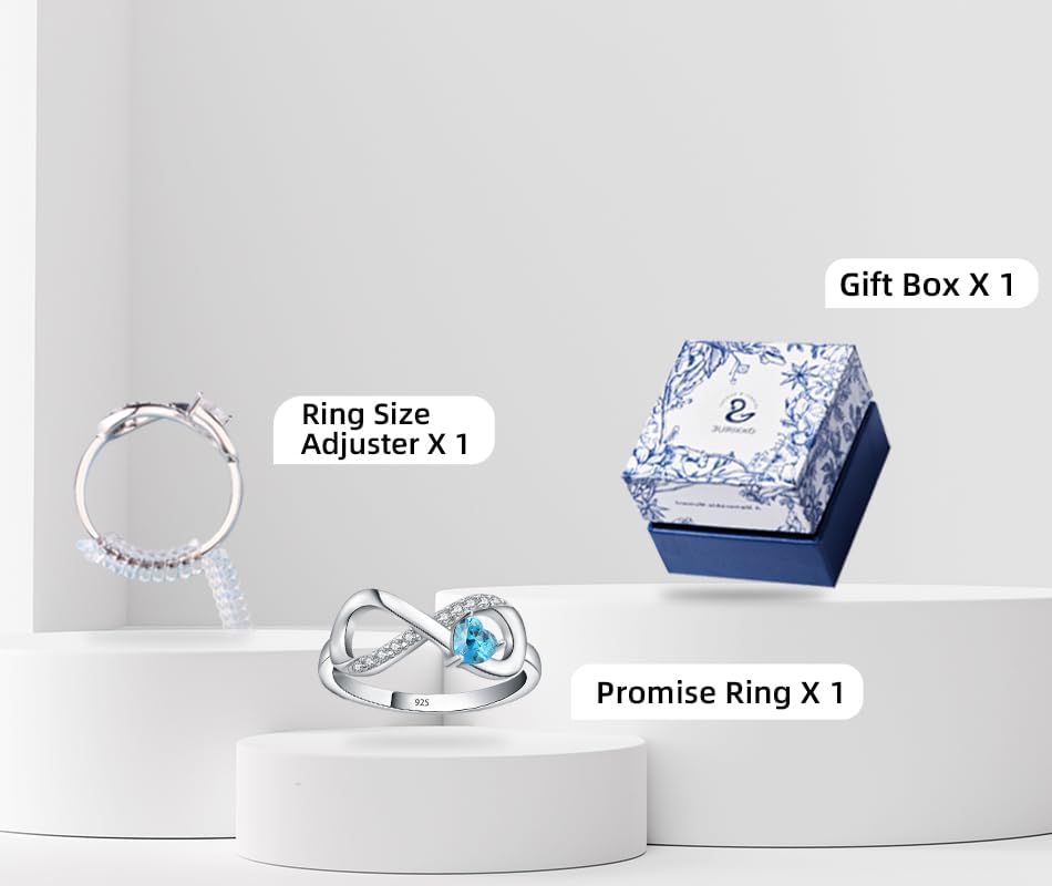 Infinity Promise Rings for Her 925 Sterling Silver Love Heart Engagement Rings for Women Valentine's Day Gift Anniversary Jewelry Size 5-12 - Image 2
