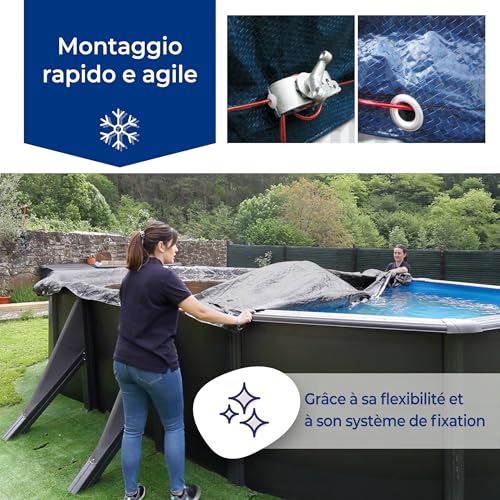Gre CIPR401 - Copertura Invernale Per Piscine Rotonde Del Diametro Di 440 Cm, 120 G/M2. Copertura Per Piscine Per Proteggere L'acqua Della Piscina. - 7