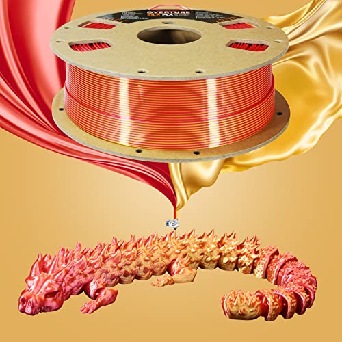 Overture Silk Pla 1.75Mm Dual Color Filament, Clog-Free Shiny 3D Printer Filament, 1Kg Spool(2.2Lbs), Dimensional Accuracy +/- 0.03 Mm, Fit Most Fdm Printer(Silk Red-Gold) #TOP1