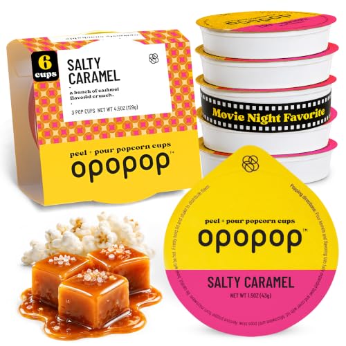 Opopop Microwave Popcorn Pop Cups - Salty Caramel 6-Pack, Non-GMO