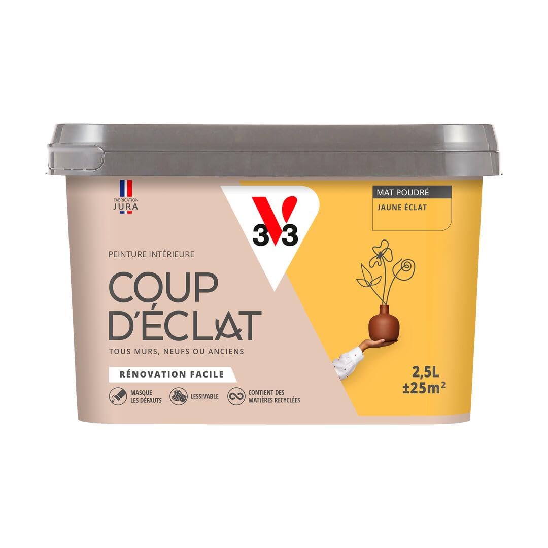 V33 Peinture murale intérieure Coup d'Éclat® Jaune éclat Mat Poudré 2,5L