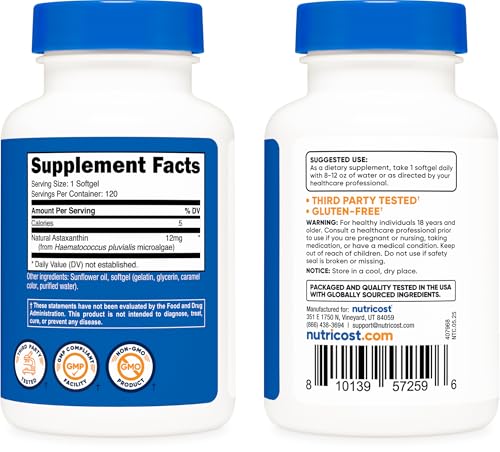 Nutricost アスタキサンチン12mg 120ソフトカプセル の商品画像 3