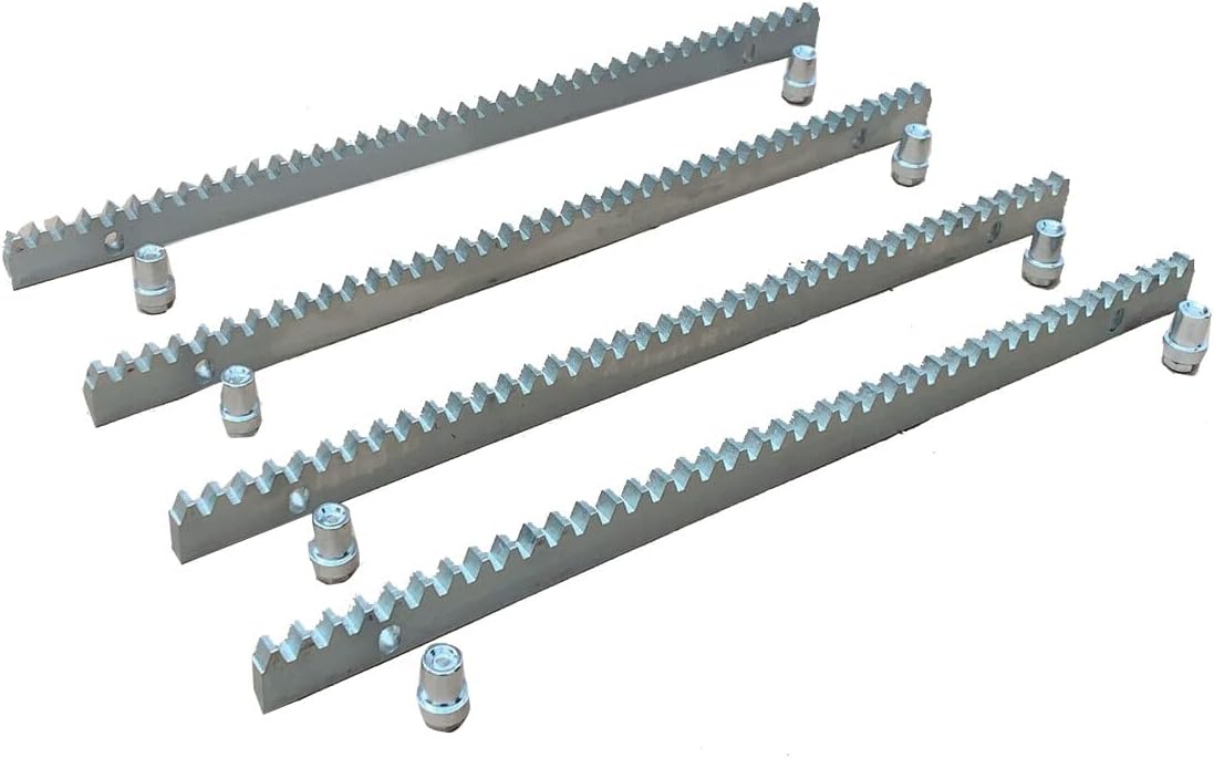 4pc Heavy Duty Gear Rack Including Mounting Hardward, Galvanized Steel Gear Rack with Metal Insert Sliding Gate Opener Teeth Track Rails Total 6.5 Feet / 2M