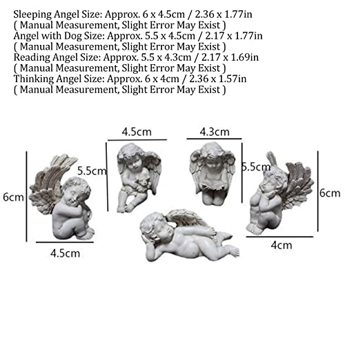 Tnfeeon Set Of 5 Cherubs Resin Garden Statue Figurine On Stick Indoor Outdoor Home Garden Decoration Adorable Angel Sculpture Memorial Statue For Garden Backyard Ground #TOP4