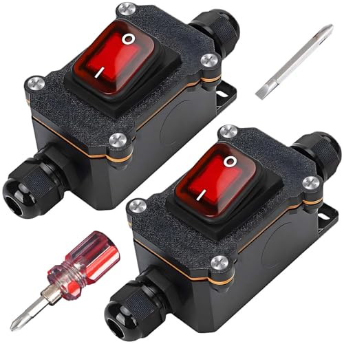 2 Stück Wasserdichter Inline Schalter 12V 20A, Schalter 12V Wasserdicht IP67 Mit Schraubendreher, 12V DPST 4 Polig Schalter Kabelschalter, Inline Schalter Wasserdicht, Maschinenschalter Switch