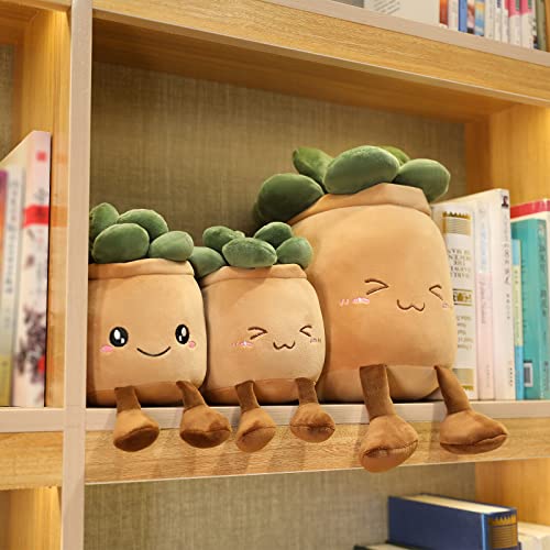 Sqeqe Plant Plush Toy, Plant Stuffed Animals Succulents Plush Pillow Decoration, Soft Plant Plush Pillow, Succulents Plant Throw Pillow Gift For Kids Boys Girls (Smile 2, 9.5'') #TOP6