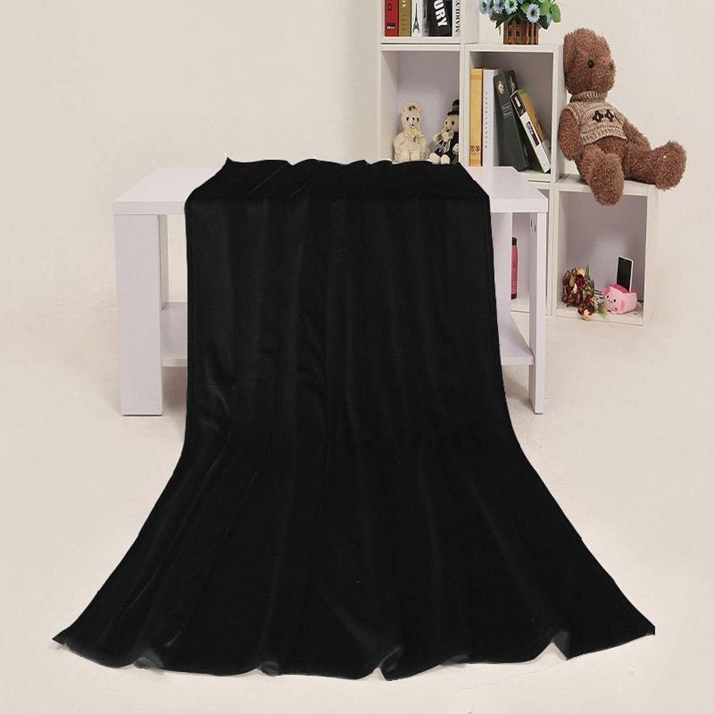 Snow White Blanket Solid Fleece Flannel Throw Blanket for Sofa Couch Bed Cobertore 100% Polyester Small Blanket (Color : Black, Size : 150x200cm)