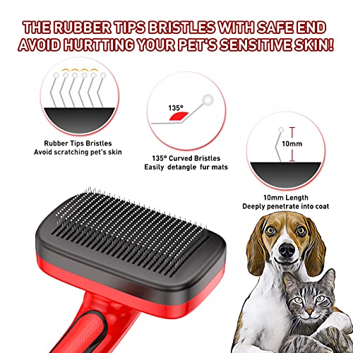 WOPQAEM Dog Brush, Self Cleaning Slicker Dog Brush for Shedding & Grooming Short or Long Haired Cats, Furminator for Pets Pink - Image 2