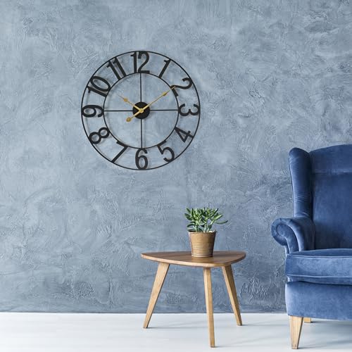 Sorbus Large Wall Clock, Metal Frame, Battery Powered (16 Inch, Black) - image 6