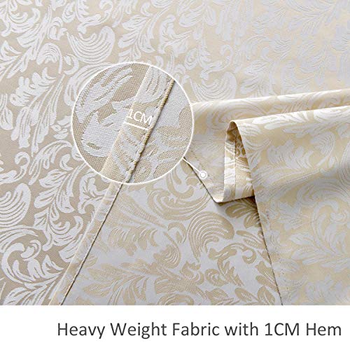 Maxmill MM-DOVE-BEIGE-52X70 Jacquard Table Cloth Damask Pattern Spillproof Wrinkle Resistant Heavy Weight Soft Tablecloth thumb #5